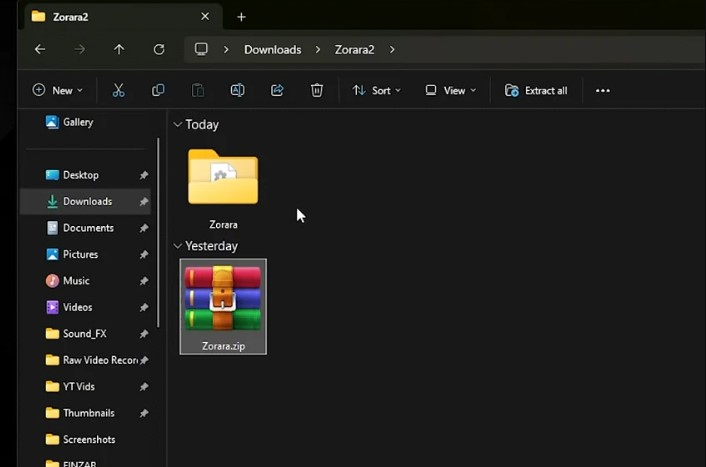extract Zorara file